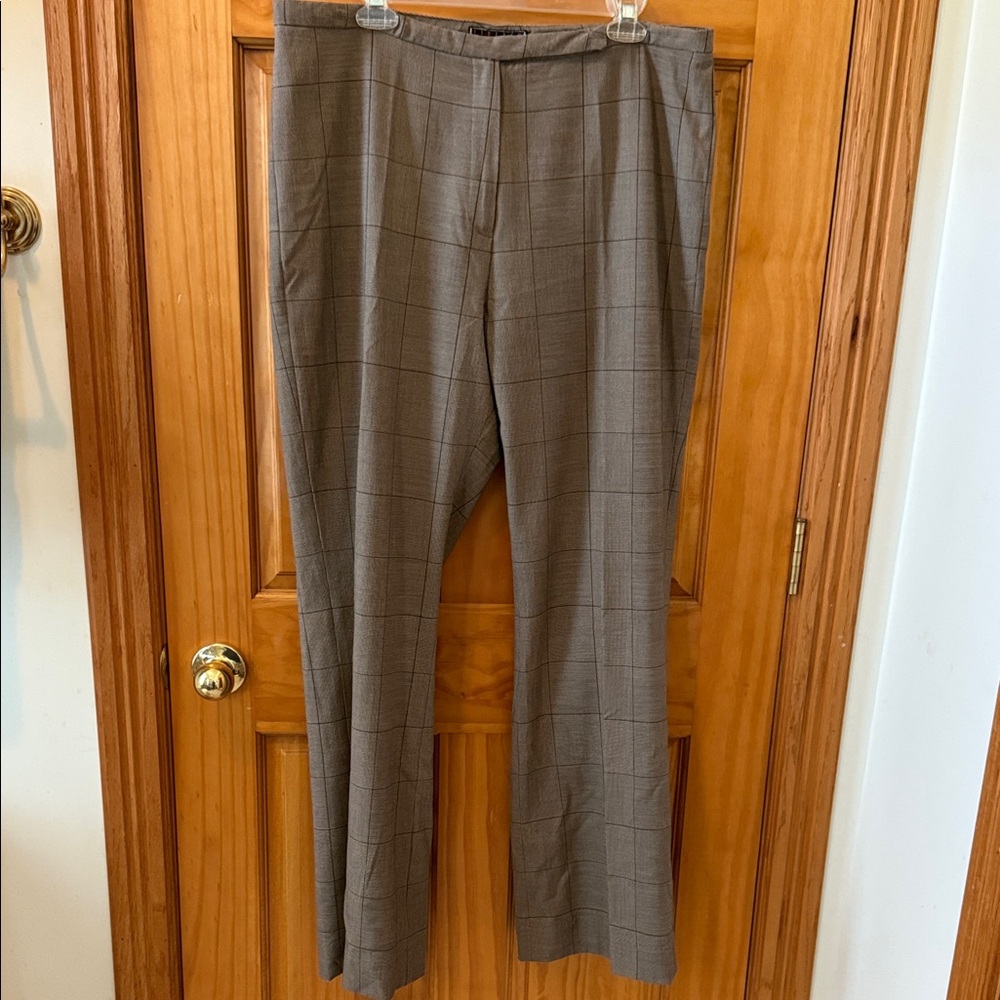 Elegant Vintage Women's Brown Plaid Wide Leg Pants